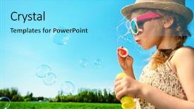  Presentation with sky day and night - Amazing slide set having pretty little girl blows bubbles backdrop and a arctic colored foreground