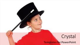  Presentation with magic wand - Beautiful theme featuring pretty little girl doing magic backdrop and a red colored foreground