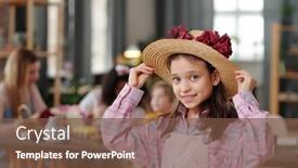  Presentation with pretty girl - PPT theme enhanced with pretty-little-girl-in-hat background and a tawny brown colored foreground