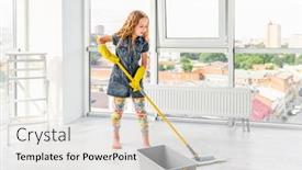  Presentation with mopping - Colorful PPT theme enhanced with pretty-little-girl-in-yellow backdrop and a white colored foreground