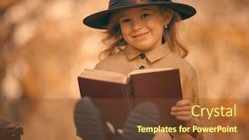  Presentation with children reading - Cool new presentation design with pretty-little-girl-is-reading backdrop and a tawny brown colored foreground