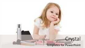  Presentation with cosmetics - Presentation theme consisting of pretty little girl playing with cosmetics on a white background 3 year old background and a lemonade colored foreground