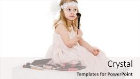  Presentation with cosmetics - Presentation consisting of pretty little girl playing with cosmetics on a white background 3 year old background and a lemonade colored foreground