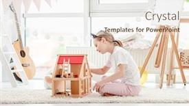  Presentation with pretty girl - Presentation theme enhanced with pretty-little-girl-plays background and a sky blue colored foreground