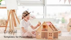  Presentation with pretty girl - Beautiful slides featuring pretty-little-girl-plays backdrop and a coral colored foreground