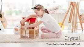  Presentation with pretty girl - Cool new presentation design with pretty-little-girl-plays backdrop and a soft green colored foreground