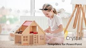  Presentation with pretty girl - Cool new presentation design with pretty-little-girl-plays backdrop and a coral colored foreground