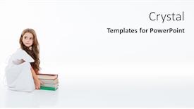  Presentation with stack books - Colorful presentation theme enhanced with pretty-little-girl-sitting backdrop and a pink colored foreground