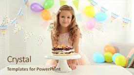  Presentation with birthday cake - Slides enhanced with pretty little girl with birthday background and a lemonade colored foreground