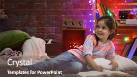  Presentation with girl christmas - PPT layouts having pretty little girl with book background and a violet colored foreground