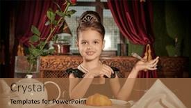  Presentation with black pearl - Theme enhanced with pretty-little-girl-with-elegant background and a coral colored foreground