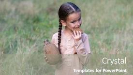  Presentation with child poverty - Amazing slide deck having pretty-little-girl-with-long backdrop and a gray colored foreground