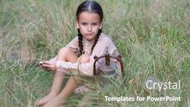  Presentation with famine - Slide deck with pretty-little-girl-with-long background and a gray colored foreground