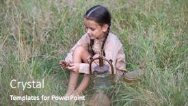  Presentation with child poverty - Colorful PPT theme enhanced with pretty-little-girl-with-long backdrop and a gray colored foreground