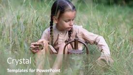  Presentation with poverty child - Cool new PPT layouts with pretty-little-girl-with-long backdrop and a gray colored foreground