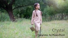  Presentation with famine - Slide set consisting of pretty-little-girl-with-long background and a mint green colored foreground