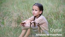  Presentation with poverty war - PPT theme with pretty-little-girl-with-long background and a gray colored foreground