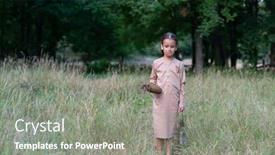  Presentation with poverty child - Presentation theme consisting of pretty-little-girl-with-long background and a gray colored foreground