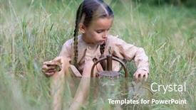  Presentation with child poverty - Colorful presentation theme enhanced with pretty-little-girl-with-long backdrop and a gray colored foreground