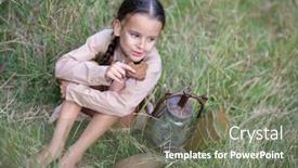 Presentation with famine - Presentation theme having pretty-little-girl-with-long background and a gray colored foreground