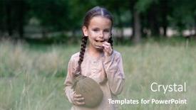  Presentation with famine - Presentation theme featuring pretty-little-girl-with-long background and a gray colored foreground