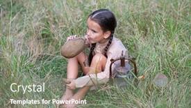  Presentation with child poverty - Slide set enhanced with pretty-little-girl-with-long background and a gray colored foreground