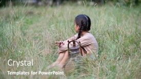  Presentation with poverty child - Slide deck with pretty-little-girl-with-long background and a gray colored foreground