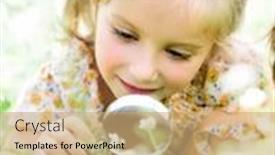  Presentation with pretty girl - Slide deck consisting of preschool plants - pretty little girl with magnifying background and a coral colored foreground