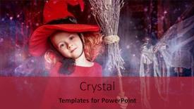  Presentation with fairy tales - Audience pleasing PPT theme consisting of witch costume with her broom backdrop and a red colored foreground
