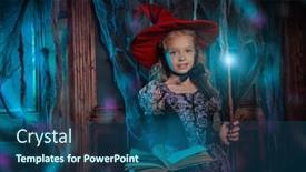  Presentation with magic book - Presentation featuring pretty-little-girl background and a ocean colored foreground