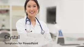  Presentation with medical student - Colorful PPT layouts enhanced with pretty medical student smiling backdrop and a light gray colored foreground