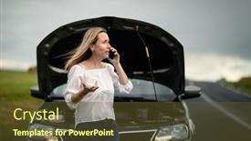  Presentation with insurance company - Presentation design consisting of pretty-middle-aged-woman-having background and a tawny brown colored foreground