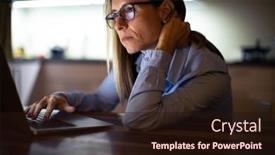  Presentation with working remotely - Presentation having pretty-middle-aged-woman-working background and a wine colored foreground