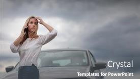  Presentation with insurance company - Beautiful PPT layouts featuring pretty-midle-aged-woman-having backdrop and a gray colored foreground