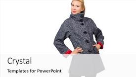  Presentation with powder coat - Colorful PPT theme enhanced with pretty model in gray coat backdrop and a white colored foreground