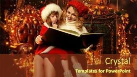  Presentation with apartments - Slides consisting of pretty mother and daughter reading a book in luxury apartments decorated for christmas merry christmas and happy new year background and a tawny brown colored foreground