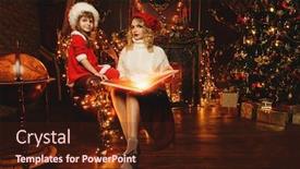  Presentation with apartments - Slide set with pretty mother and daughter reading a book in luxury apartments decorated for christmas merry christmas and happy new year background and a wine colored foreground