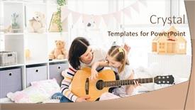  Presentation with play children - Colorful slides enhanced with pretty-mother-teaching-cute-daughter backdrop and a cream colored foreground
