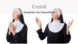  Presentation with nun - Slides having pretty nun isolated on white background and a white colored foreground