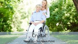  Presentation with nurse and patient - PPT layouts consisting of pretty nurse and senior patient background and a light blue colored foreground
