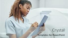  Presentation with african ethnicity - Cool new PPT theme with pretty-nurse-of-african-ethnicity backdrop and a lemonade colored foreground