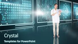  Presentation with nurse cancer screening bowel - PPT layouts with pretty nurse using 3d tablet background and a  colored foreground