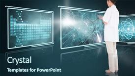  Presentation with nurse - Audience pleasing PPT layouts consisting of pretty nurse using tablet pc backdrop and a ocean colored foreground