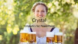  Presentation with oktoberfest beers - PPT theme consisting of pretty oktoberfest blonde holding beers background and a yellow colored foreground