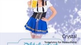  Presentation with oktoberfest - Slide deck with pretty oktoberfest girl holding beer tankard against oktoberfest banner background and a light blue colored foreground