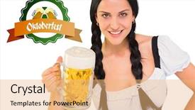  Presentation with oktoberfest - Slides enhanced with pretty oktoberfest girl holding beer tankard against oktoberfest graphics background and a coral colored foreground