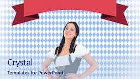  Presentation with oktoberfest - Amazing slide deck having pretty oktoberfest girl smiling at camera against blue pattern backdrop and a sky blue colored foreground
