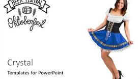 Presentation with oktoberfest - Audience pleasing slides consisting of pretty-oktoberfest-girl-spreading-skirt backdrop and a white colored foreground