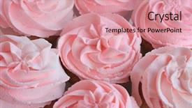  Presentation with cupcake - PPT theme enhanced with pretty pink cupcakes shallow dof focus on the center cupcake background and a coral colored foreground