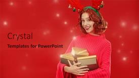  Presentation with space stars - Slides consisting of pretty-red-haired-girl background and a  colored foreground